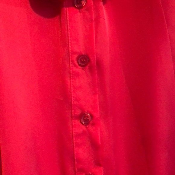 SPENSE NWOT Deep Orange Silky Ruffled Collar Top - Picture 3 of 8